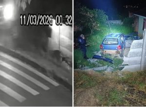 em-fuga-da-guarda-municipal,-motorista-destroi-muro-e-invade-terreno-no-pr
